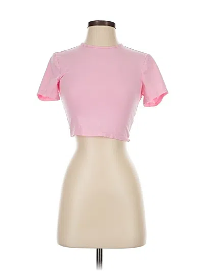 Pre-owned Superdown Short Sleeve Top Pink Mock Neckline Tops