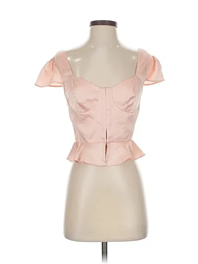 Pre-owned Superdown Short Sleeve Top Pink Sweetheart Neckline Tops