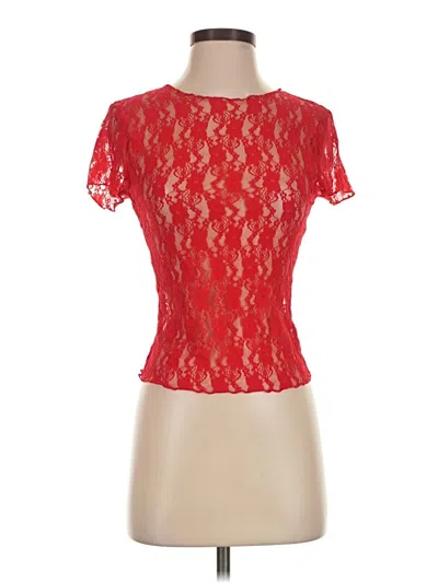 Pre-owned Superdown Short Sleeve Top Red Sweetheart Neckline Tops