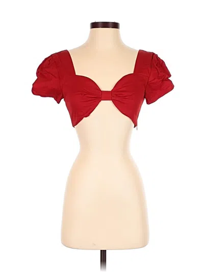 Pre-owned Superdown Short Sleeve Top Red Sweetheart Neckline Tops