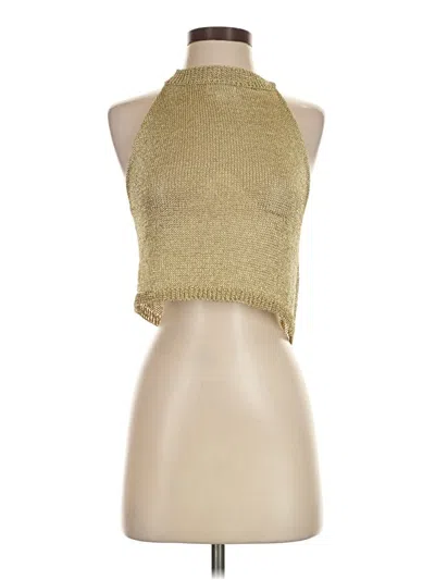 Pre-owned Superdown Sleeveless Top Gold Halter Neckline Tops