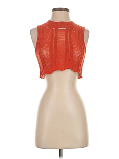 Pre-owned Superdown Sleeveless Top Orange Halter Neckline Tops