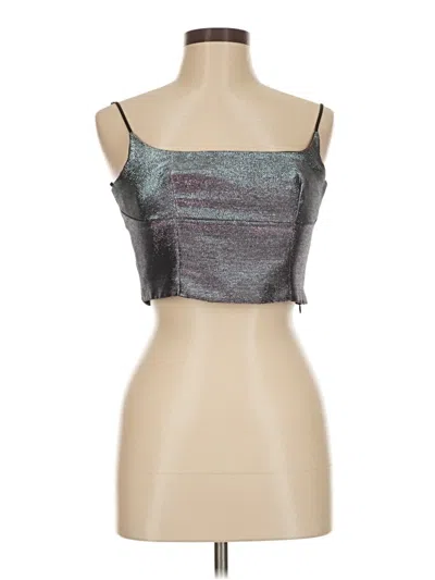 Pre-owned Superdown Sleeveless Top Silver Strapless Neckline Tops
