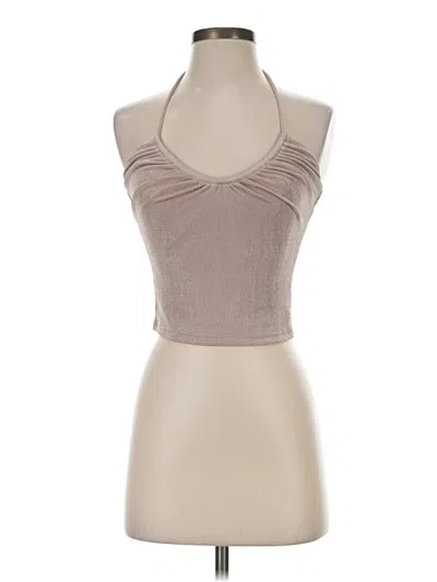 Pre-owned Superdown Sleeveless Top Tan Halter Neckline Tops
