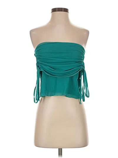 Pre-owned Superdown Sleeveless Top Teal Strapless Neckline Tops