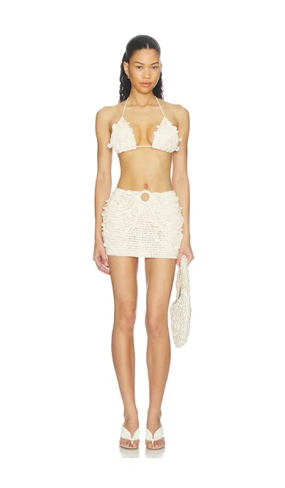 Superdown Solenne Crochet Mini Skirt Set In White