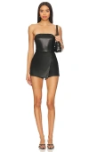 Superdown Sonya Faux Leather Romper In 黑色