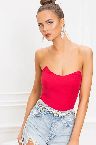 Superdown Stevie Sweetheart Bodysuit In Red
