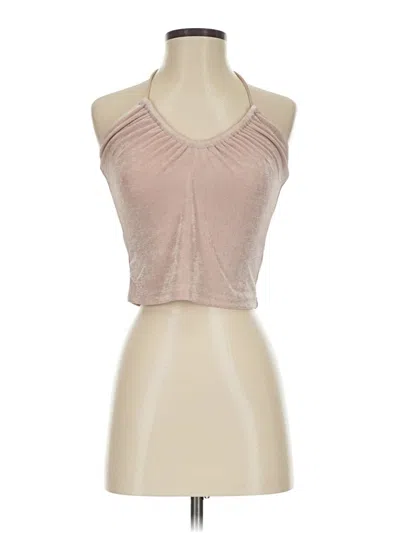 Pre-owned Superdown Tank Top Tan Halter Neckline Tops In Brown
