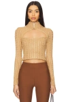 Superdown Tanya Cut Out Sweater In Camel