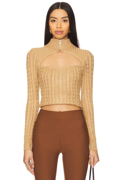 Superdown Tanya Cut Out Sweater In Camel
