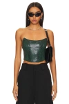 Superdown Tawny Faux Suede Top In Forest Green