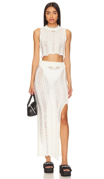 Superdown Tayla Maxi Skirt Set In White