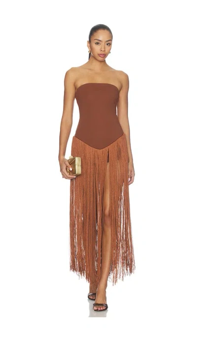 Superdown Tea Fringe Romper In Brown