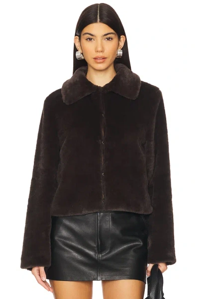 Superdown Tianna Faux Fur Jacket In Espresso