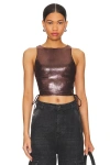 Superdown Tillee Lace Up Top In Brown