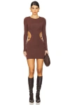 Superdown Torianna Mini Dress In Chocolate Brown