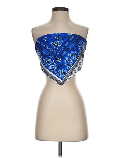 Pre-owned Superdown Tube Top Blue Strapless Neckline Tops