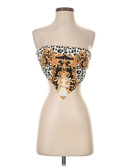 Pre-owned Superdown Tube Top Gold Strapless Neckline Tops