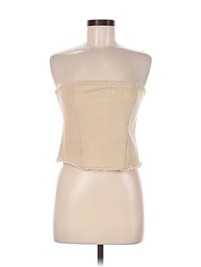Pre-owned Superdown Tube Top Tan Strapless Neckline Tops In Brown