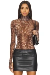 Superdown Twila Sheer Bodysuit In Leopard