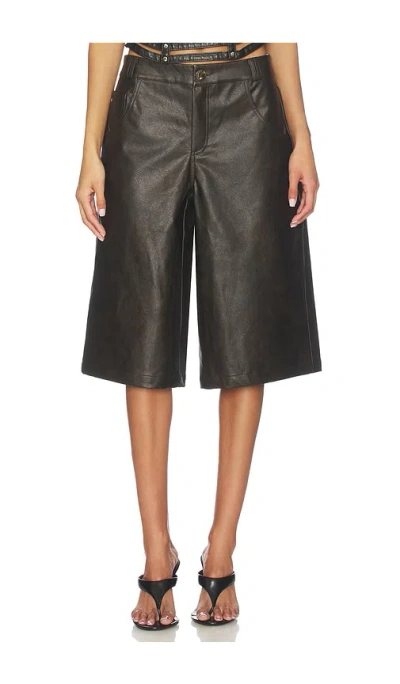 Superdown Vala Faux Leather Short In Black