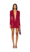 Superdown Violetta Sheer Mini Dress In Red