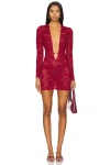 Superdown Violetta Sheer Mini Dress In Red