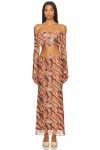Superdown Viv Skirt Set In Brown Animal