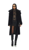 Superdown Willow Faux Fur Long Coat In Black