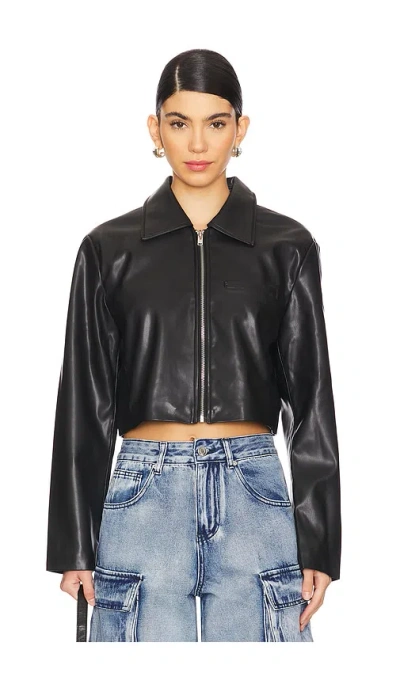 Superdown X Emily Gemma Gabriella Faux Leather Jacket In Black
