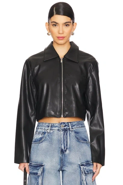 SUPERDOWN X EMILY GEMMA GABRIELLA FAUX LEATHER JACKET