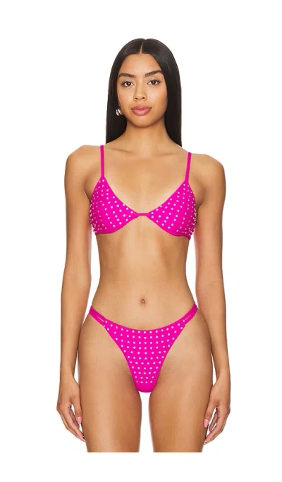 Superdown Zita Bikini Top In Hot Pink
