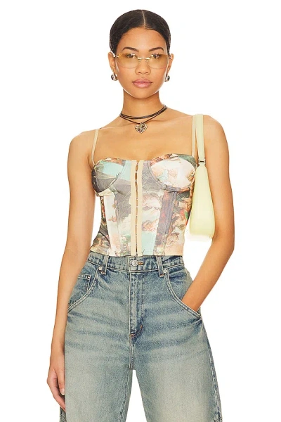 Superdown Ziva Bustier Top In Tan Multi