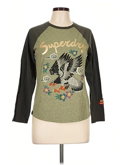Pre-owned Superdry 3/4 Sleeve T-shirt In Green