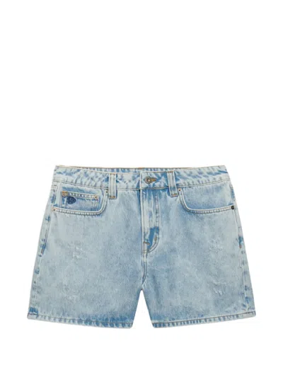 Superdry Distressed Mini Shorts In Blue