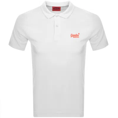 Superdry Essential Logo Neon Polo T Shirt White