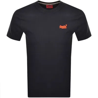 Superdry Essential Logo Neon T Shirt Navy In Black