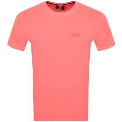 Superdry Essential Logo Neon T Shirt Pink