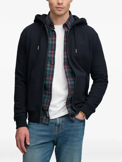 Superdry Essential Logo Zip-up Hoodie In Blue