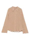 Superdry Flared-sleeve Patterned Blouse In Brown