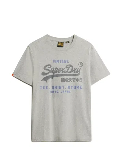 Superdry Heritage Logo-print T-shirt In Gray