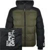 Superdry Hooded Sports Puffer Jacket Black In Black