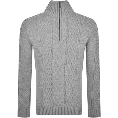 Superdry Jacob Cable Knit Half Zip Jumper Grey