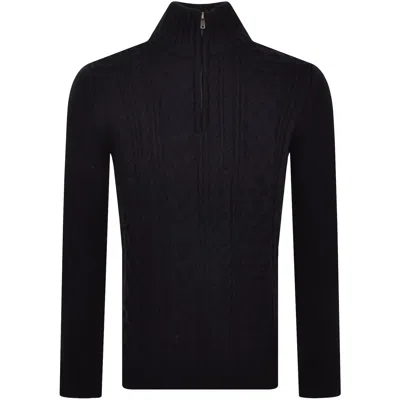 Superdry Jacob Cable Knit Half Zip Jumper Navy