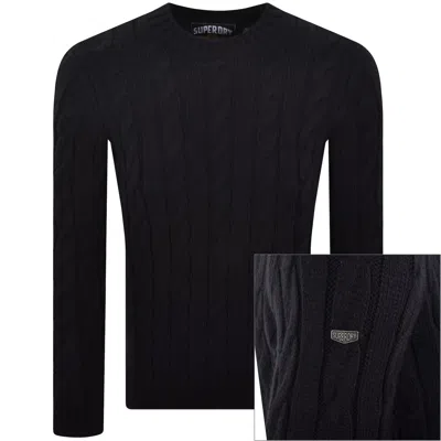 Superdry Jacob Cable Knit Jumper Navy In Multi