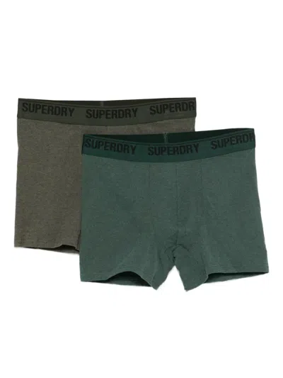 Superdry Logo Boxers (pack Of 2) In Green