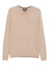 Superdry Logo-embroidered V-neck Jumper In Brown