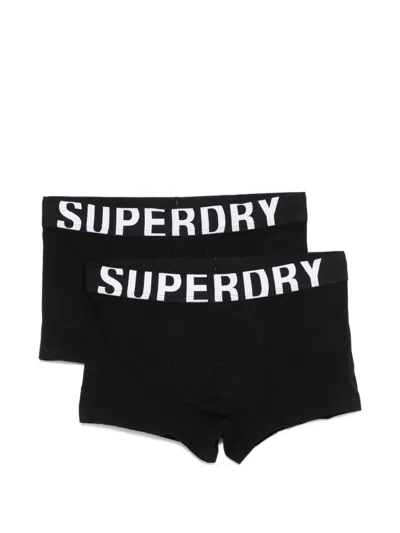 Superdry Logo-waistband Boxers (pack Of Two) In Black