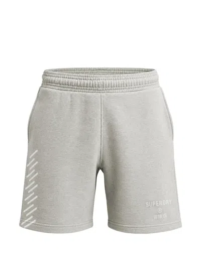 Superdry Logo-print Track Shorts In Gray